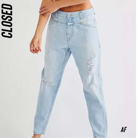 Closed X-Lent Boyfriend Jeans Mid-Rise NWT Size 31 Washed Denim - Picture 1 of 8